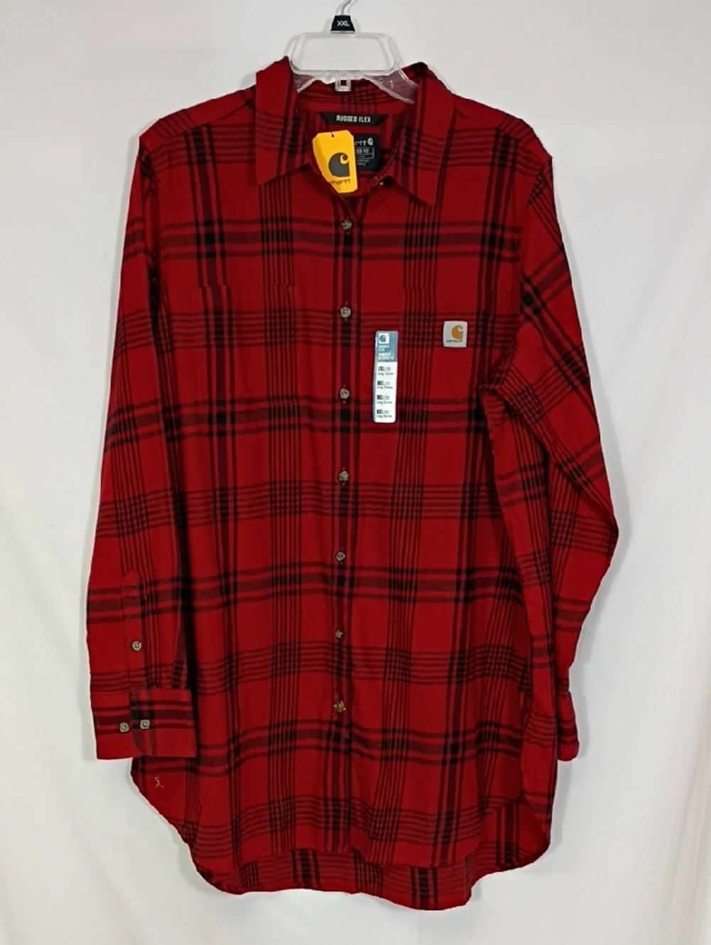 NWT Carhartt Women's Red Plaid Rugged Flex Relaxed Midweight Tunic Size XXL